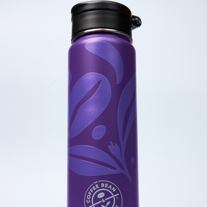 Purple stainless steel 24oz thermos with flip up straw in screw on lid