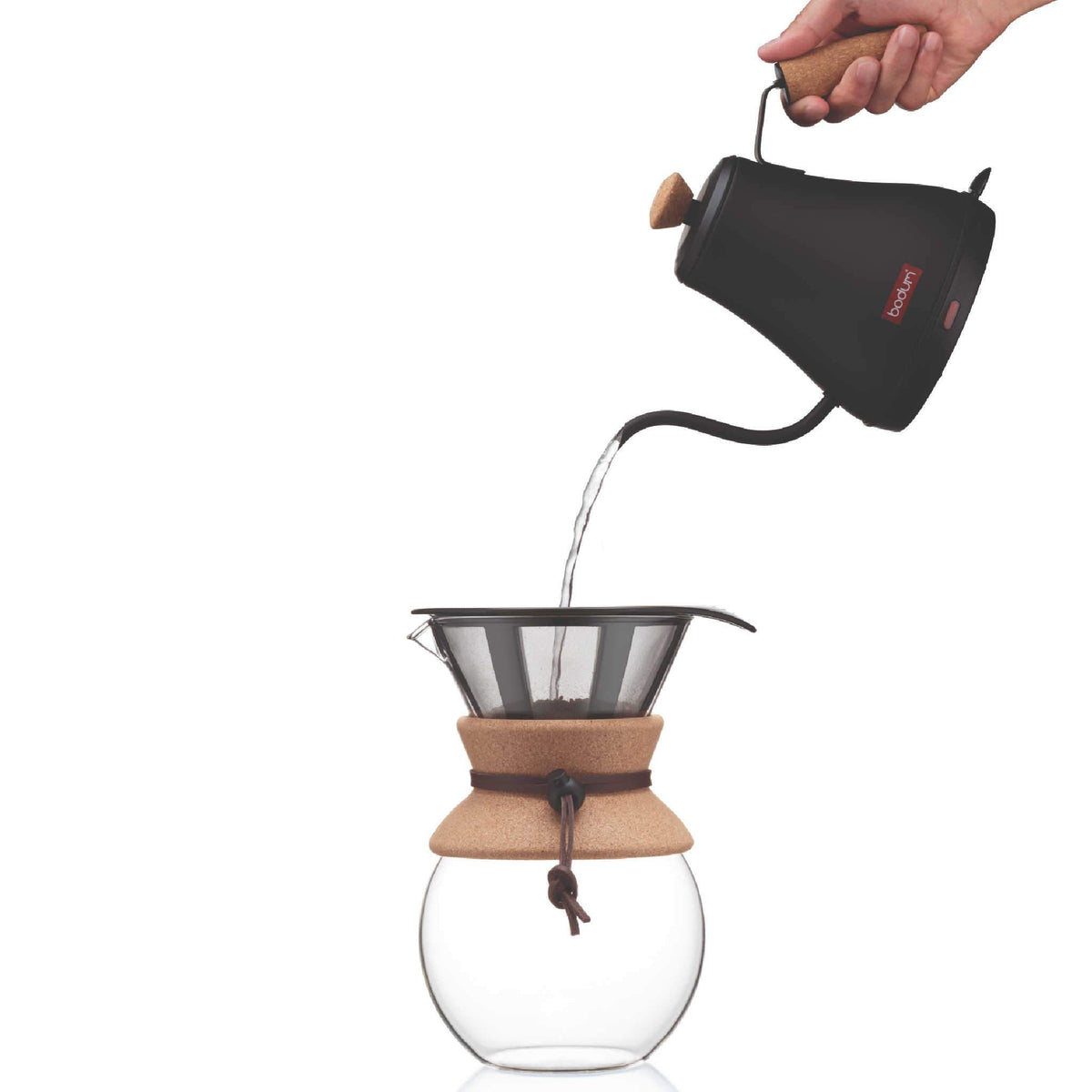 Bodum Pour Over Coffee Maker with Filter, 34 Ounce, 1 Liter, Cork Band
