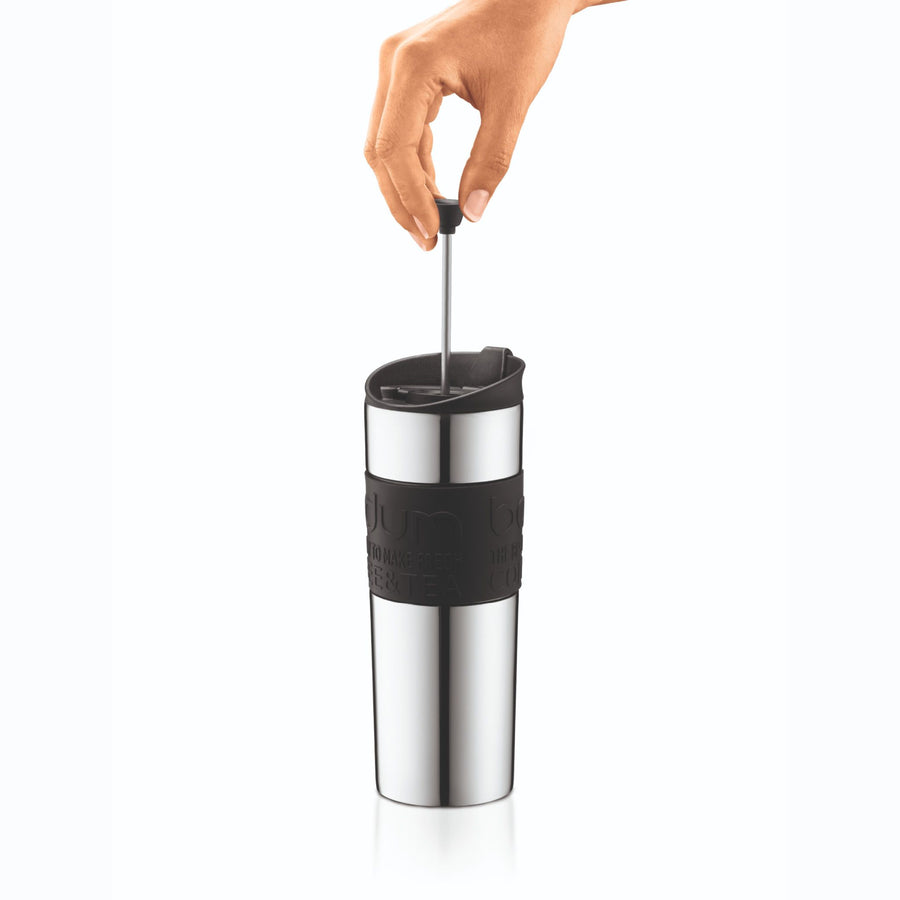 travel press coffee and tea maker with plunger by Bodum