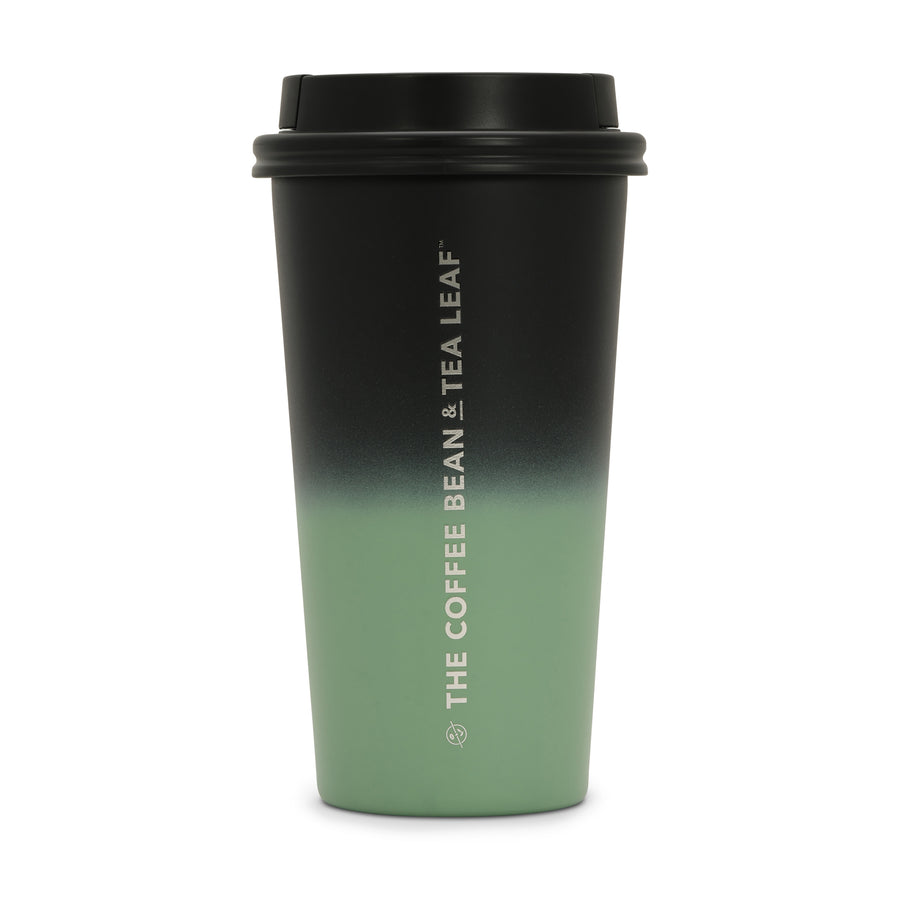 14oz Stainless Steel Tumbler w/ Push Lid (Black/Green Gradient)