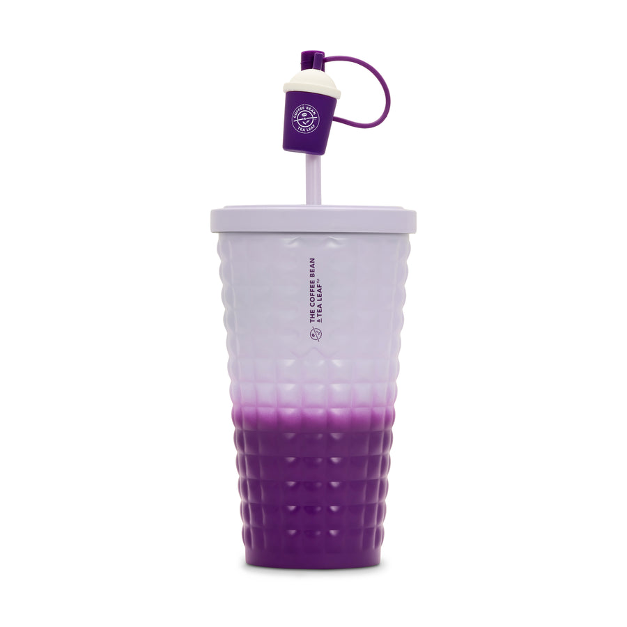 19oz Stainless Steel Tumbler w/ Straw & CBTL Cup Topper (Purple)