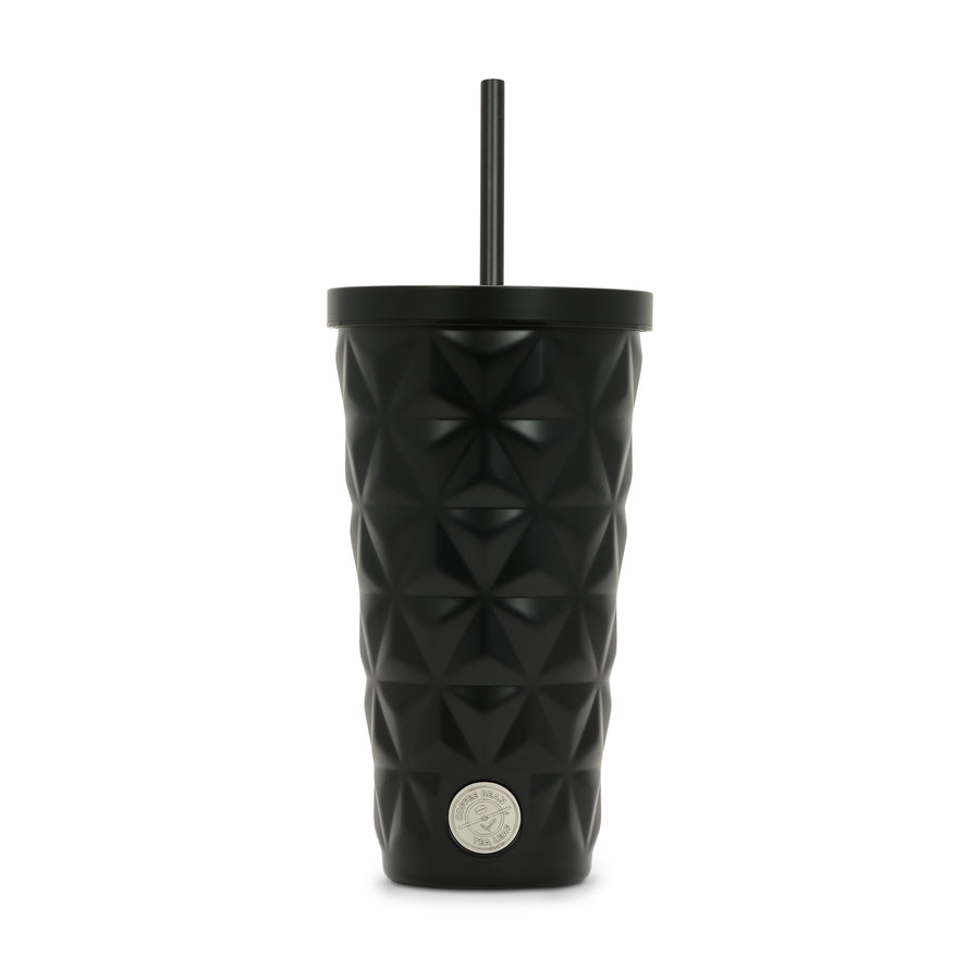 20oz Stainless Steel Tumbler w/ Straw (Black)