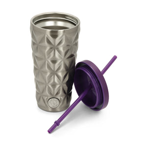 20oz Stainless Steel Tumbler w/ Straw (Silver & Purple)