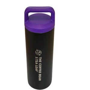 Black 20oz Stainless Steel Bottle with Purple Carry Screw-on Lid