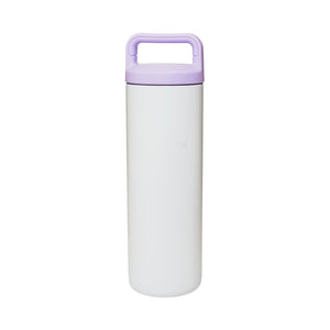 White 20oz Stainless Steel Bottle with Lavender Carry Screw-on Lid