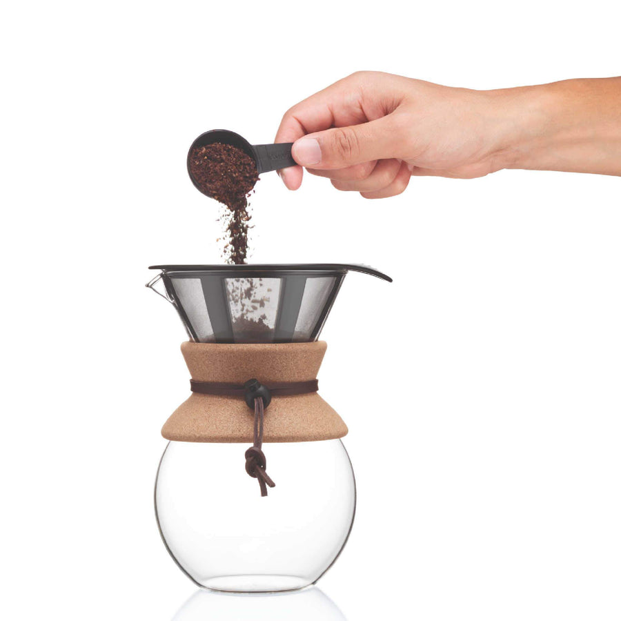 8 Cup Pour Over Coffee Maker with Cork and Reusable Filter  by The Coffee Bean & Tea Leaf put coffee in