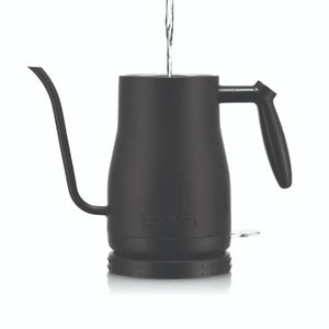 Bodum Barista black electric kettle with long thin spout