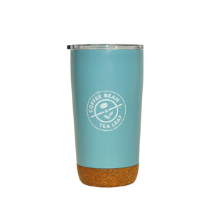 Blue Stainless Steel 16oz Tumbler with Cork Base and sliding lid