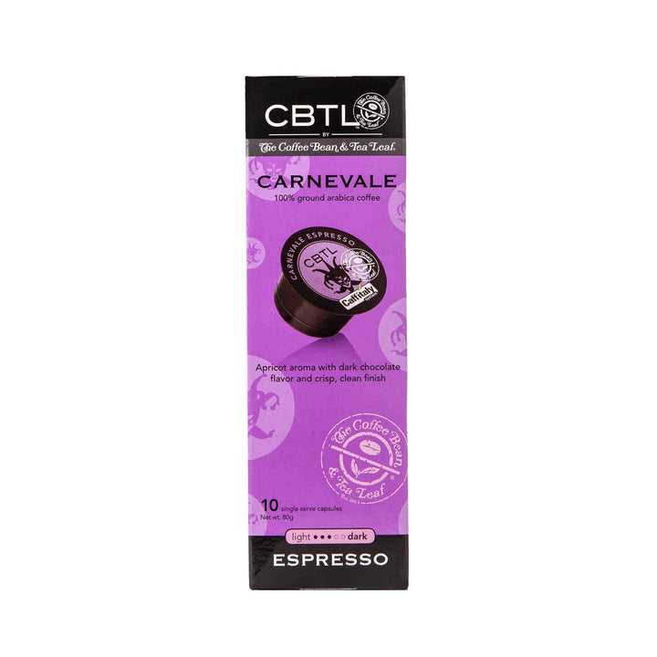 CBTL Carnevale Espresso Capsules Single Serve Pods from The Coffee Bean & Tea Leaf 10ct box