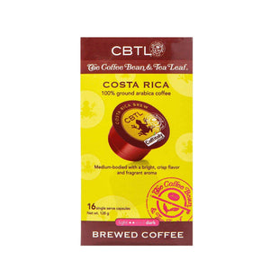 CBTL Costa Rica Coffee Capsules Single Serve Pods from The Coffee Bean & Tea Leaf 16ct box