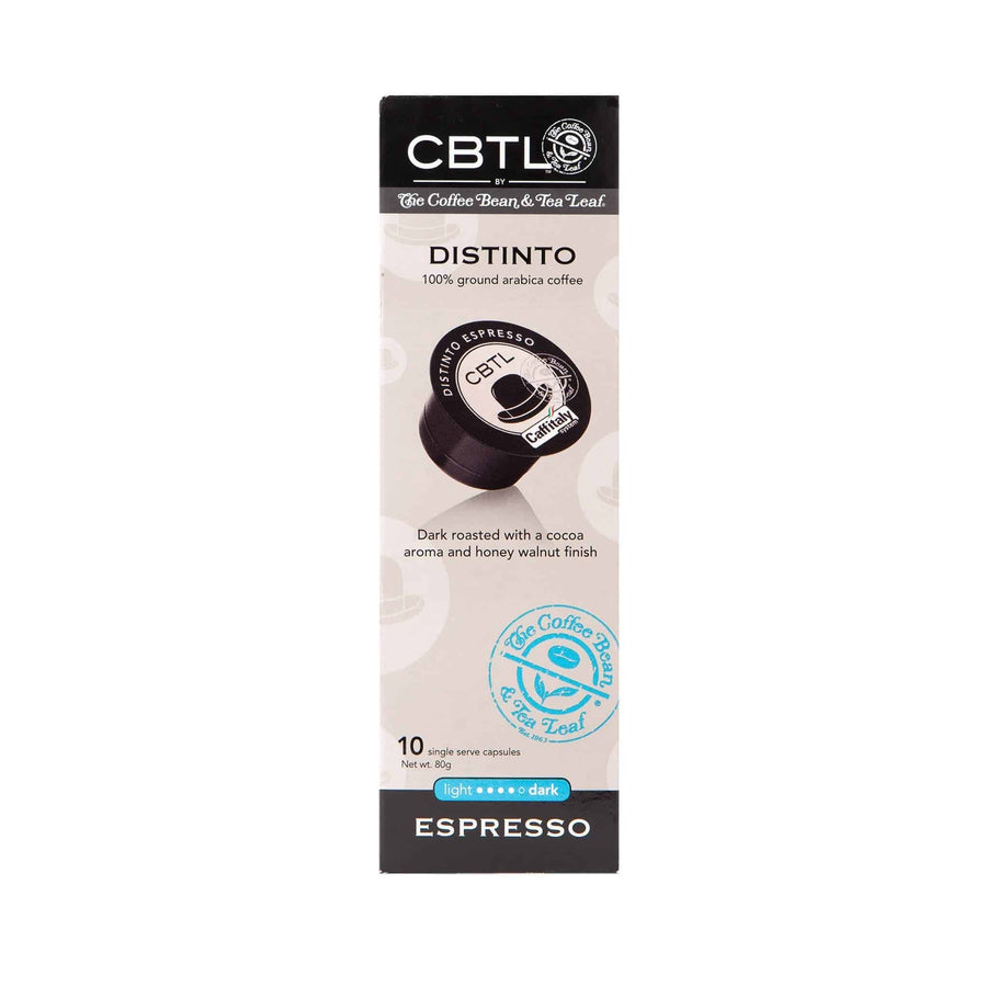 CBTL Distinto Espresso Capsules Single Serve Pods from The Coffee Bean & Tea Leaf 10ct box
