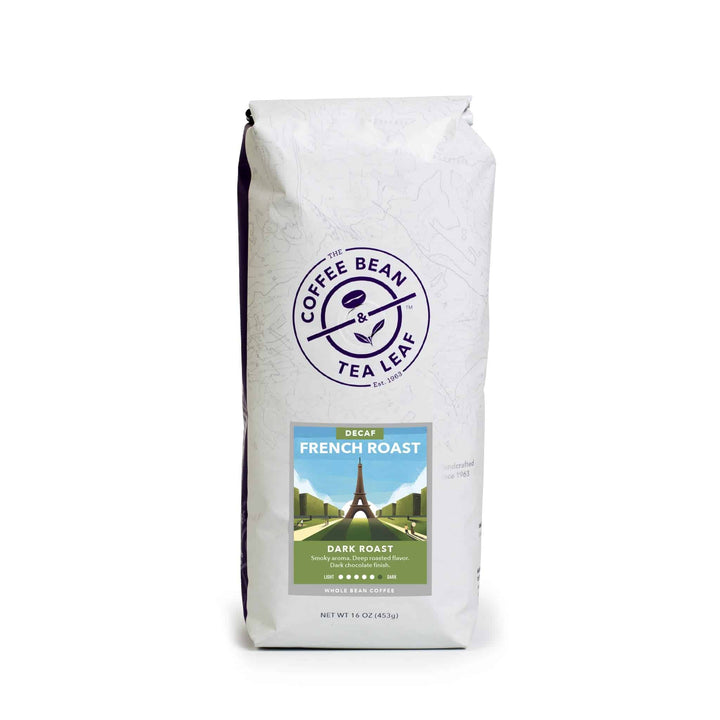 Decaf French Roast Whole Bean Coffee from The Coffee Bean & Tea Leaf 1lb white bag