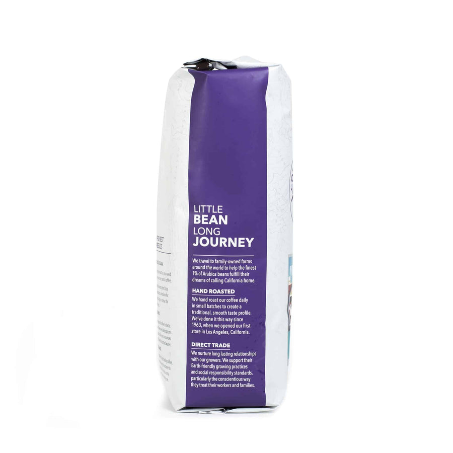 Decaf French Roast Whole Bean Coffee from The Coffee Bean & Tea Leaf 1lb white bag side 1