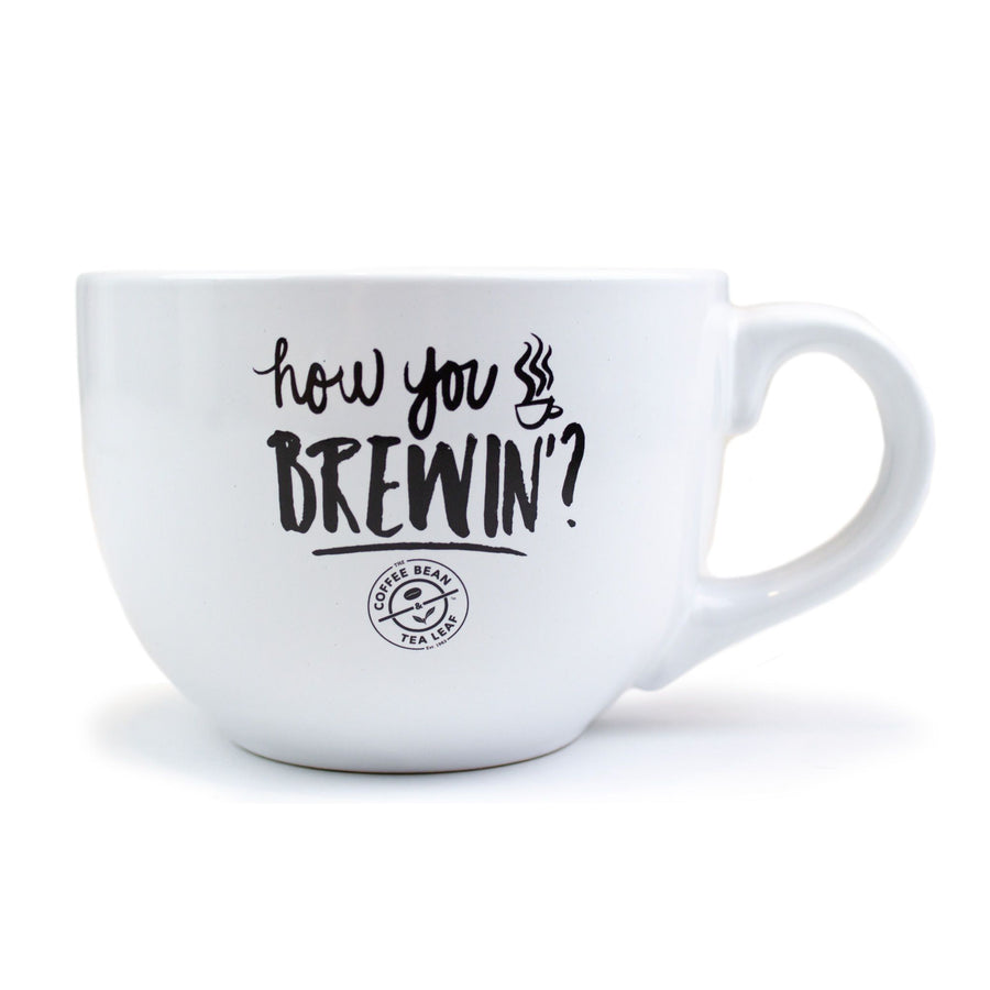 how you brewin large white ceramic coffee mug friends show by the Coffee Bean & Tea Leaf